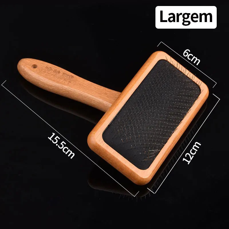 Pet Comb Natural Bamboo Handle Stainless Steel Hair Brush Dogs Cats Pets Grooming Accessories Tools Puppy Combs Cleaning Brush