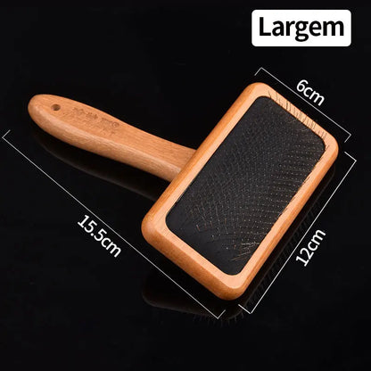 Pet Comb Natural Bamboo Handle Stainless Steel Hair Brush Dogs Cats Pets Grooming Accessories Tools Puppy Combs Cleaning Brush