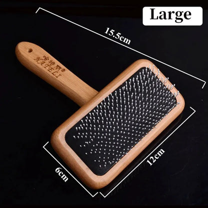 Pet Comb Natural Bamboo Handle Stainless Steel Hair Brush Dogs Cats Pets Grooming Accessories Tools Puppy Combs Cleaning Brush