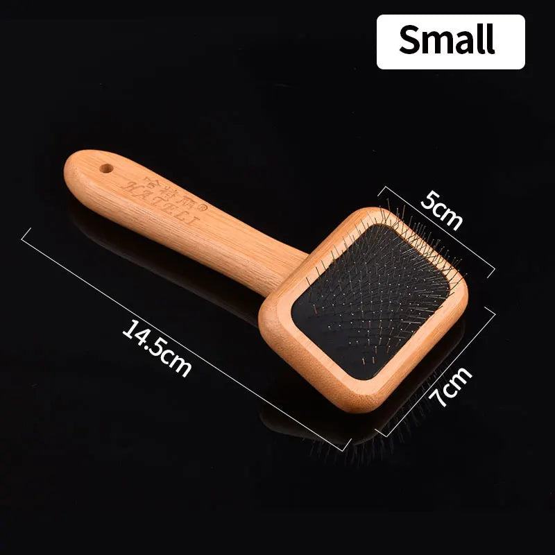 Pet Comb Natural Bamboo Handle Stainless Steel Hair Brush Dogs Cats Pets Grooming Accessories Tools Puppy Combs Cleaning Brush