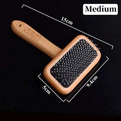Pet Comb Natural Bamboo Handle Stainless Steel Hair Brush Dogs Cats Pets Grooming Accessories Tools Puppy Combs Cleaning Brush