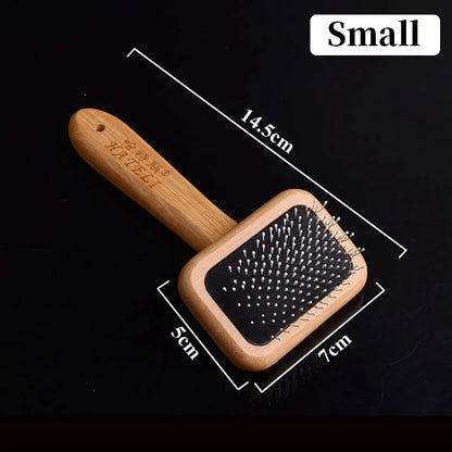 Pet Comb Natural Bamboo Handle Stainless Steel Hair Brush Dogs Cats Pets Grooming Accessories Tools Puppy Combs Cleaning Brush